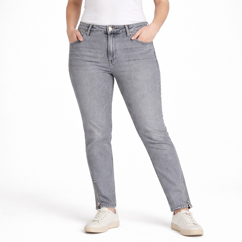 UNIQLO Jeans Womens 29 Gray Leggings Jean Taper Leg Mid Rise Zip Bottom Y2K